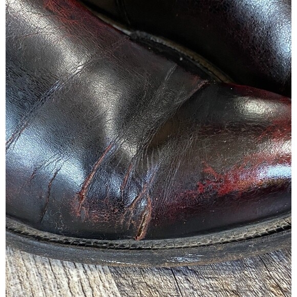 Lucchese 2000 Black Cherry Leather Cowboy Boots Men’s 8.5D Western Vintage - Picture 14 of 14